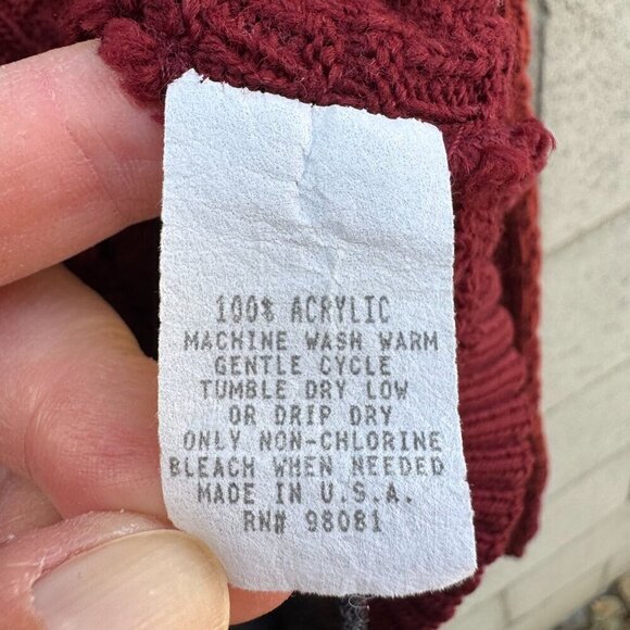 Comfort Knits Mens Red Full-Zip Basketweave Pattern Grandpa Cardigan Sweater L - Picture 9 of 9